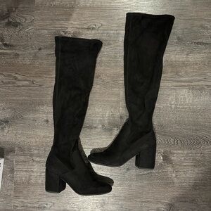 Over the Knee Black Suede Boot - Bar III Gabrie - Size 8